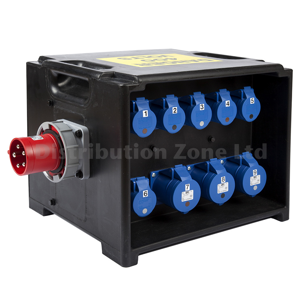 PCE Merz 63A 3pH+N+E 400V To 6 x 16A 1pH+N+E + 3 x 32A 1pH+N+E  9 x MCB's + RCD