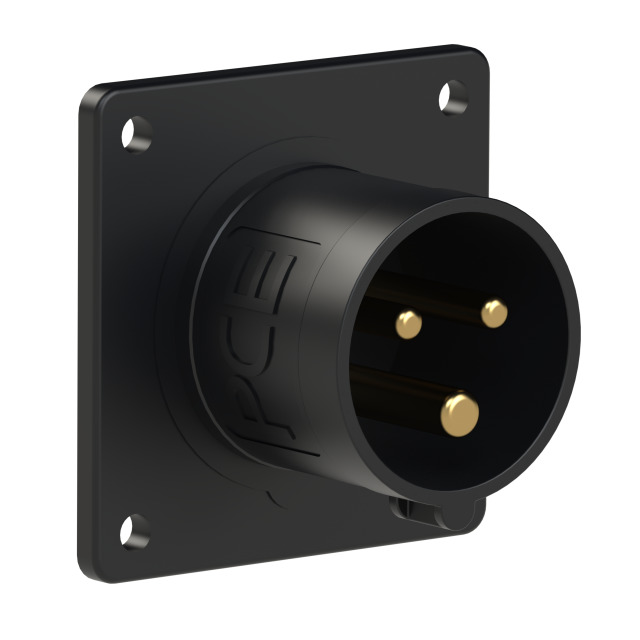 PCE Midnight Series Panel Mount Appliance Inlet 16A 230V 2P+E IP44 613-6x