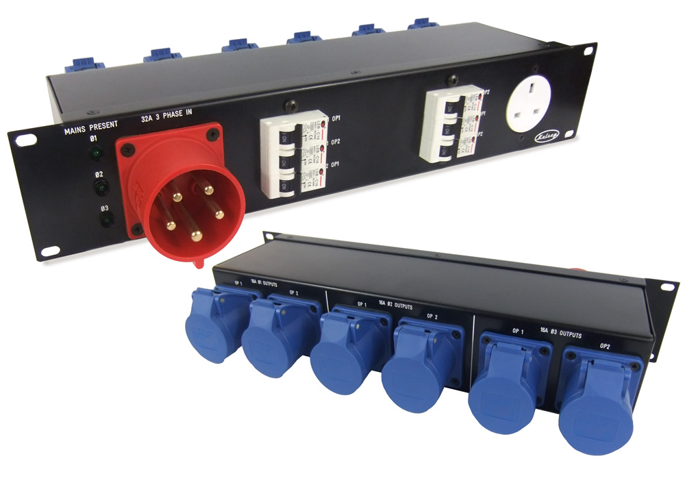 PowerBOX 125amp 1PH+N+E 230V 19” RACK BOX HE6U 6 x 32A 1PH+N+E 230V