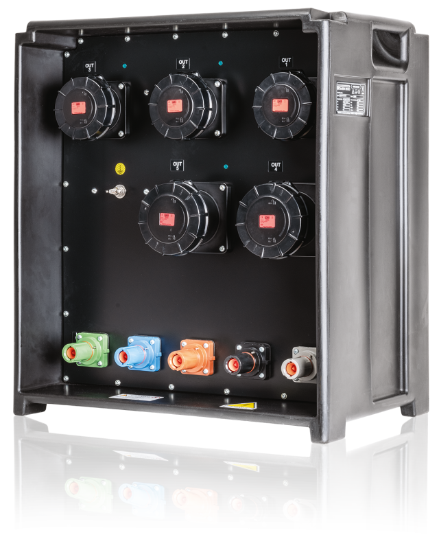 PowerBOX 400Amp 3pH+N+E 400V IP67 2 x 125A + 3 x 63A 3pH+N+E 400V IP67 5 x MCB + Earth leakage