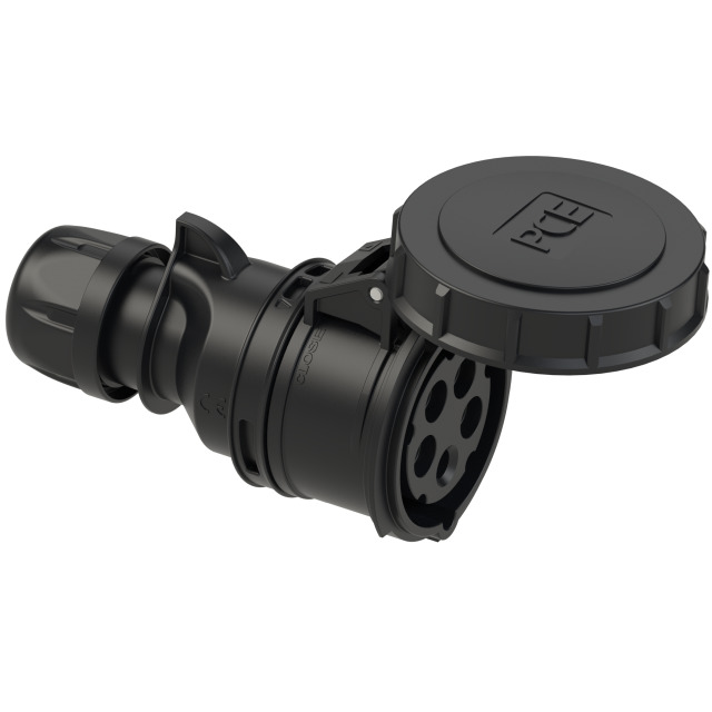 PCE Midnight Series Black Commando Socket 16A 3P+N+E 400V IP67 2152-6x