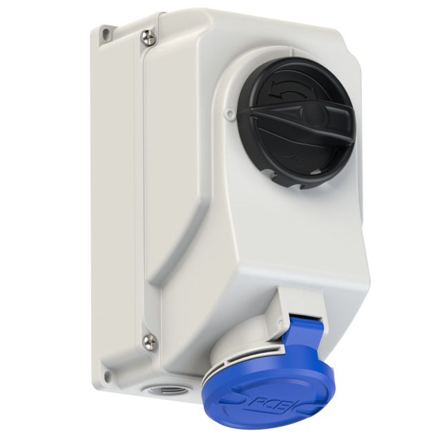 PCE Switched Interlocked Socket 32A 2P+E 230V IP44 7523-6