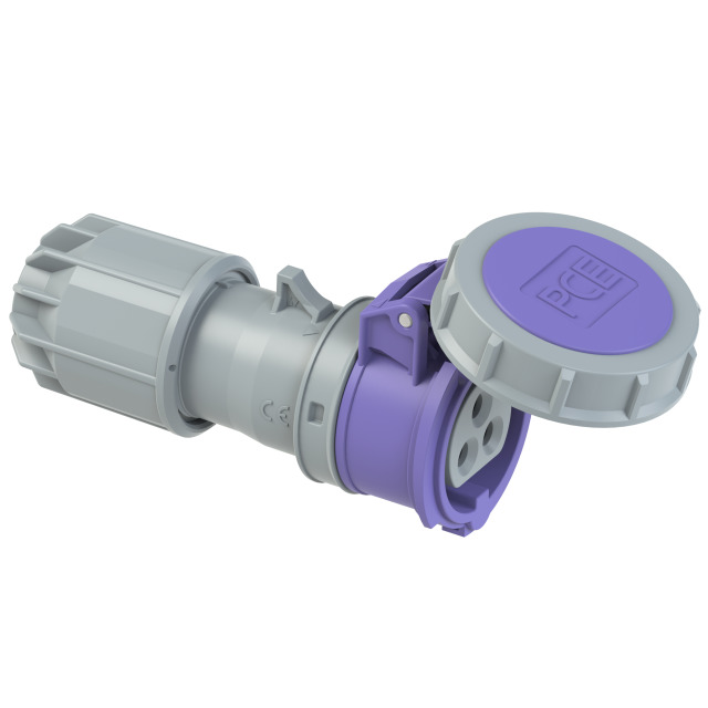 PCE Extra Low Voltage Straight Socket 16A 3P 24V IP67 (Purple) 2632v