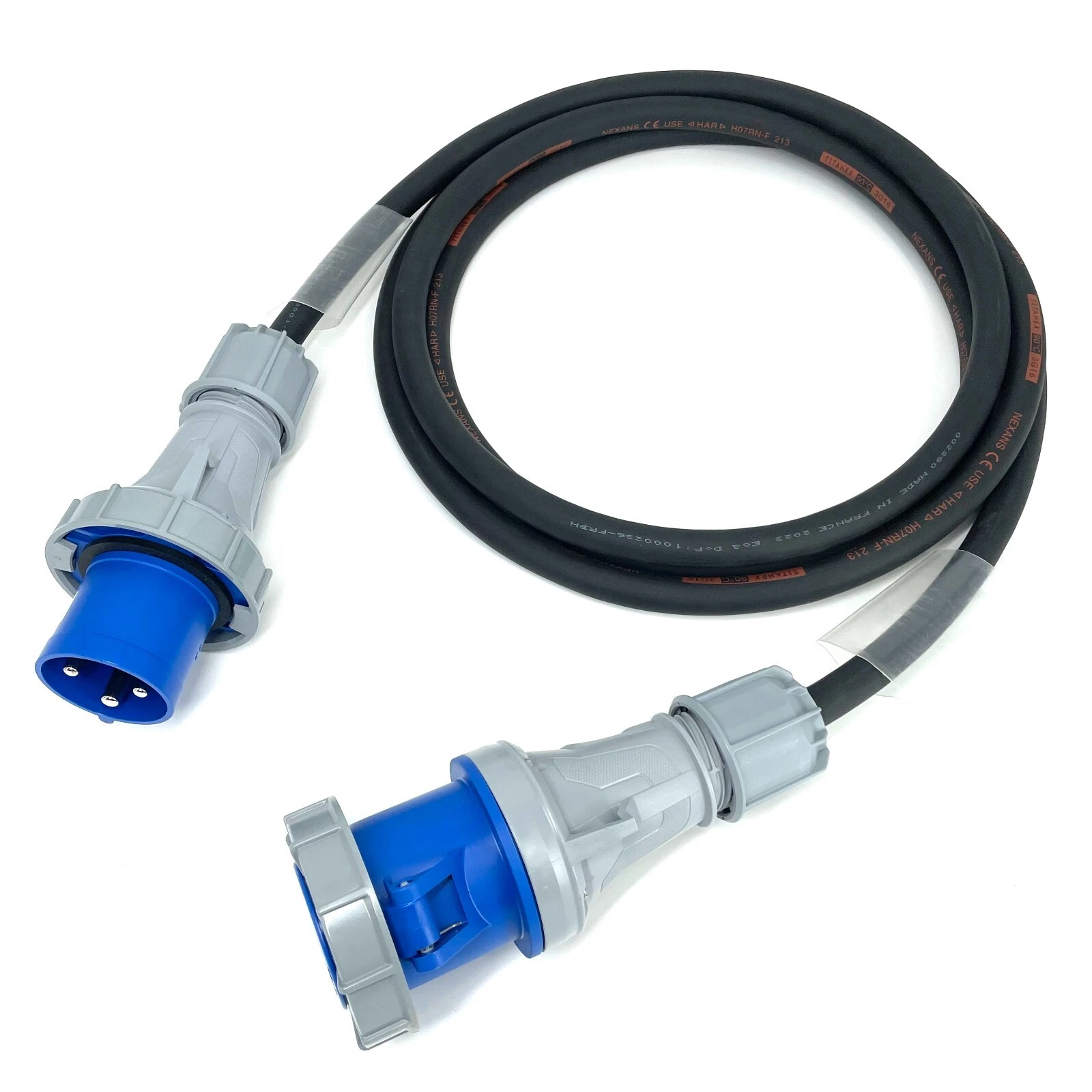 30 Metre H07RN-F 16mm² Rubber Cable with 63A 2P+E 230V Plug & Connector  IP67