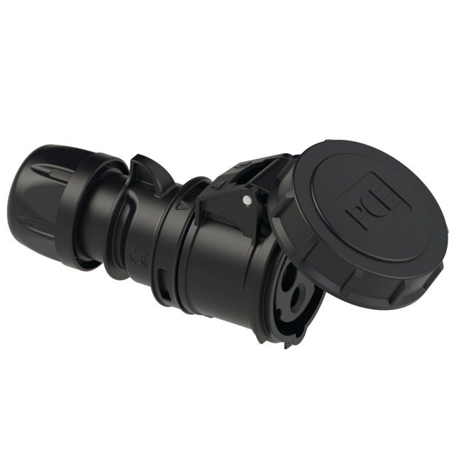 PCE Midnight Series Black Commando Socket 16A 2P+E 230V IP67 2132-6x