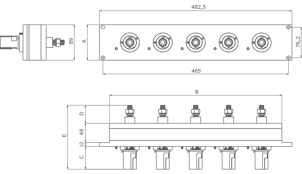 PowerSyntax Powerlock Chain Pilot box 480A Panel Drain 2.5U 108mm SPB4D05EUDPF