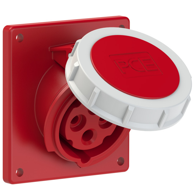 PCE Angled Flush Mounting Panel Socket 16A 400V 3P+E IP67 4142-6