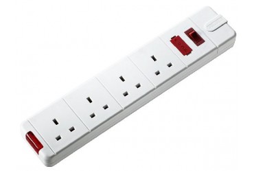 Masterplug ( Switched Rewirable ) Indoor White 4 Gang 13A Heavy Duty Trailing Socket