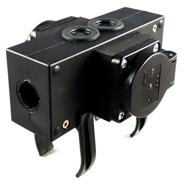 RigPort L1S2T1-MKII PowerCON True 1 to 2 x Schuko Sockets with Lids