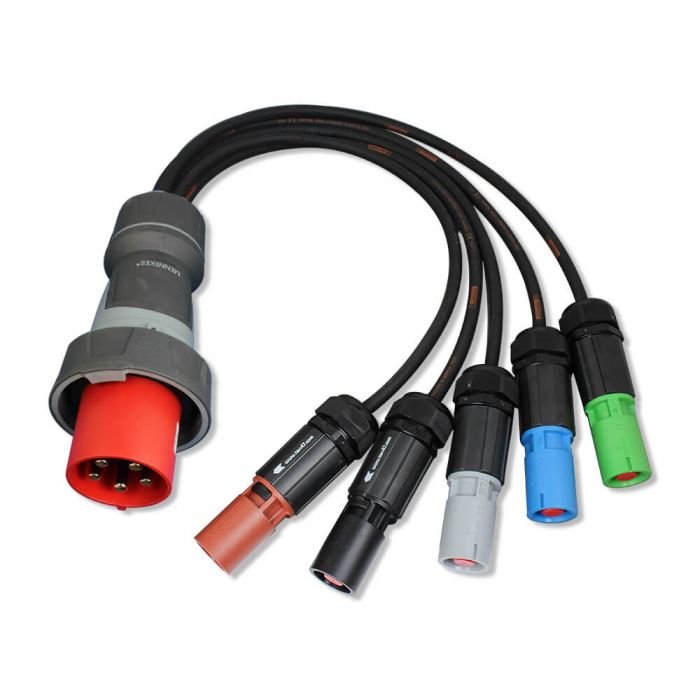 125A 3P+N+E 415V Commando CEE17 Plug 4 x Powerlock Source Earth, L1, L2, L3 ( 4 Pin no Neutral )
