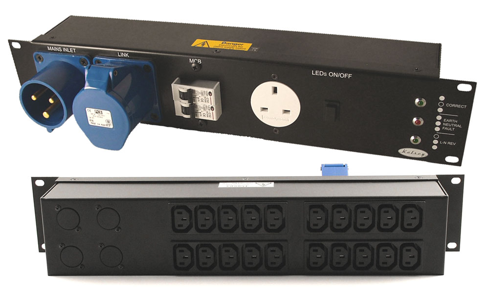 16A 1pH+N+E 230V 2U Power Distro with 20 Rear IECs &  1 x 13A on Front PD20/16