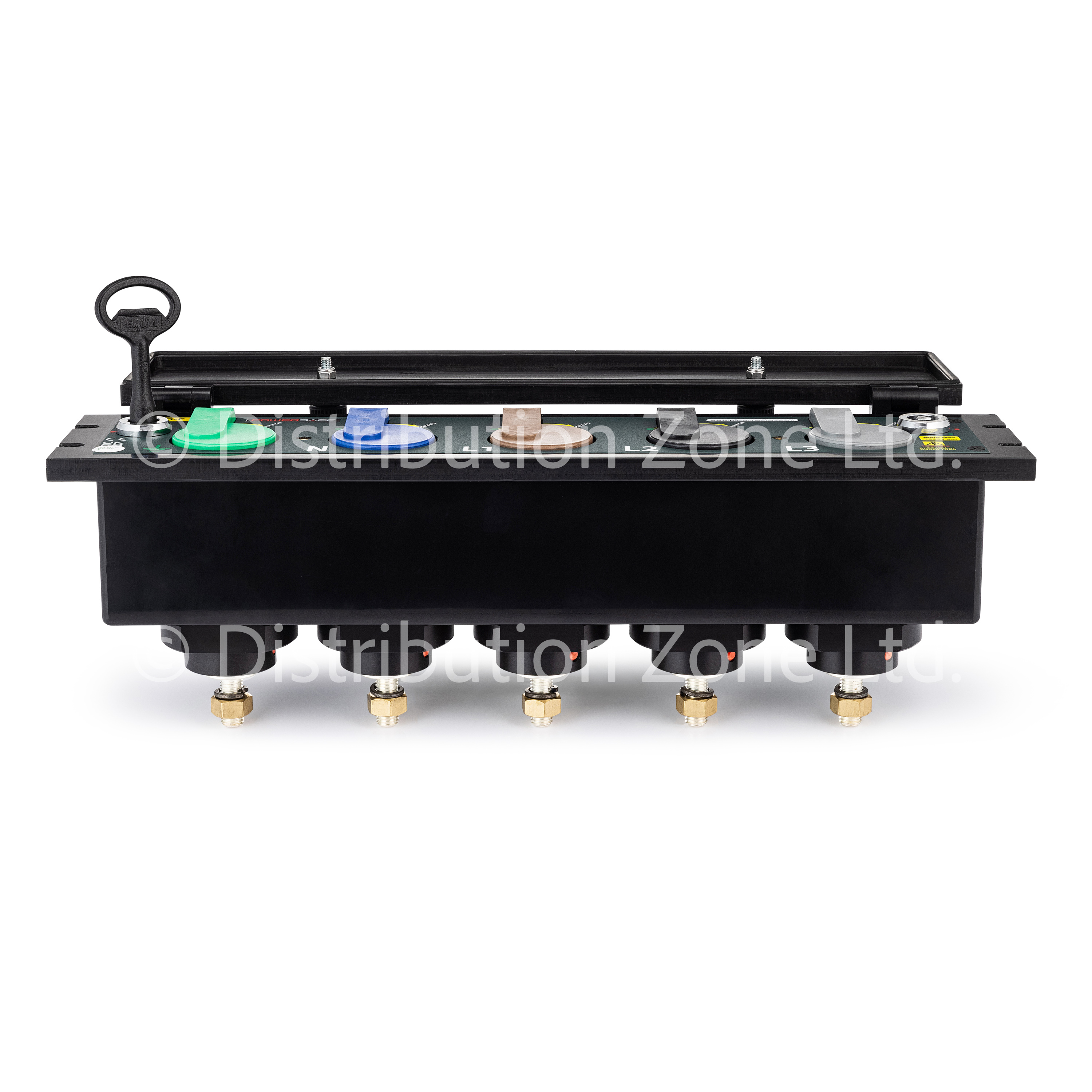 Powersafe 800A 3pH+N+E Powerlock Sequential Box Panel Drain (With Lid) 5 Port PD5-E-108L