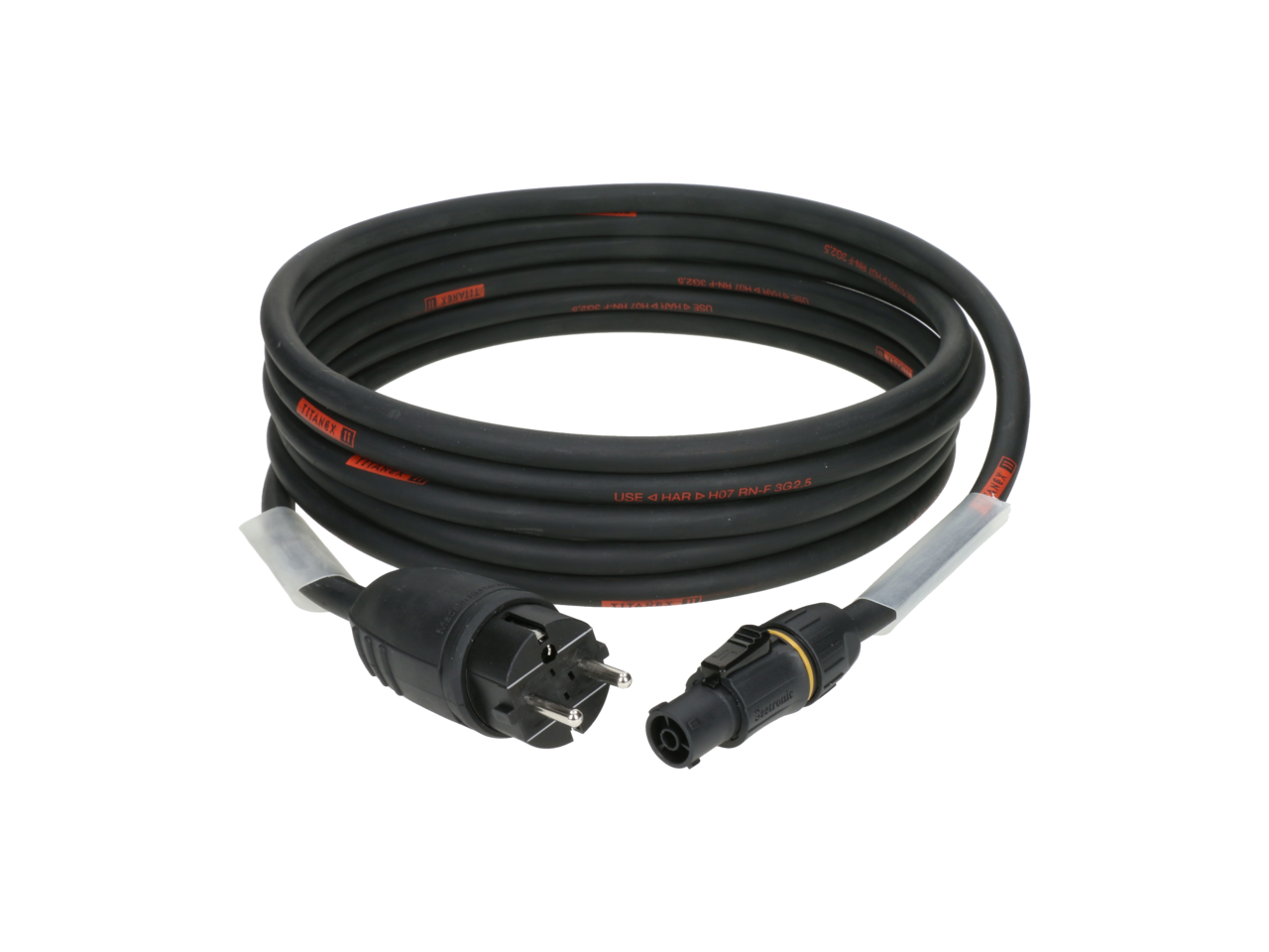 PCE Schuko Plug IP44 to Neutrik powerCON TRUE1 TOP NAC3FX-W-TOP 2 Metre H07RN-F Cable Nexans Lineax