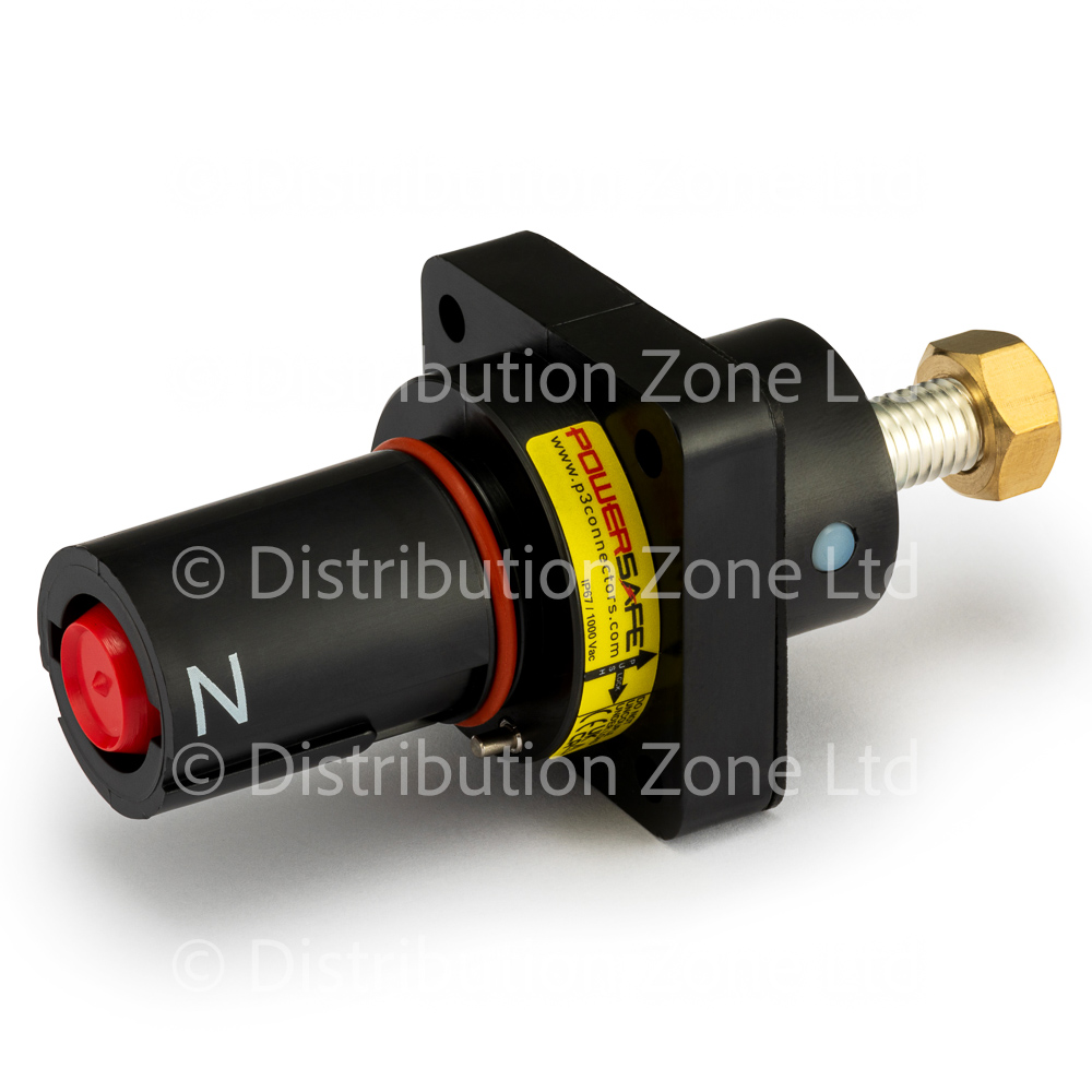 Powersafe Powerlock 500Amp Panel Mount Drain Connector Black Neutral T5 Old UK + Australia