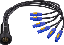 SYNTAX® SSX Socapex Spider Splitter 19 Pin Male to 6 x PowerCON 20A Blue (Fan-Out)