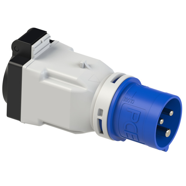 PCE Adaptor 16A 2P+E 230V Plug to UK Standard 13A Socket IP44 9433103