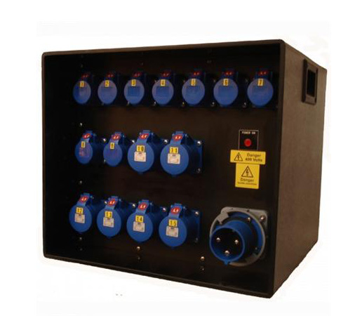 Event Power Distro Box 63A 1pH+N+E 230V 6 x 32 + 9 x 16A 1pH+N+E MCB + RCBO's