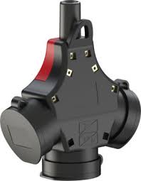PCE 16A Schuko Plug with 5 Metre H07RN-F Cable 2.5mm² to PCE 3-Way Schuko Safety Socket IP54