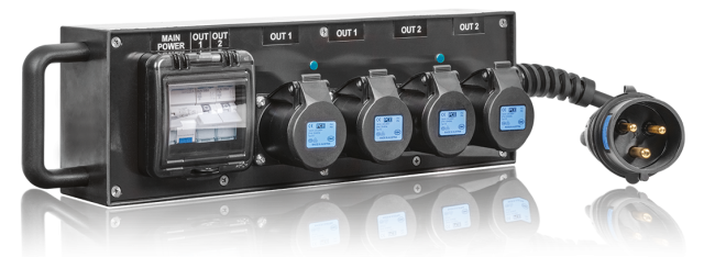 PowerBOX Rubber 32A 1pH+N+E 230V Brick PCE Midnight Series to 4 x 16A 1pH+N+E + 2 x MCB's