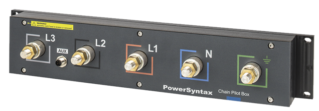 PowerSyntax Powerlock Chain Pilot box 480A Panel Drain 2.5U 108mm SPB4D05EUDPF
