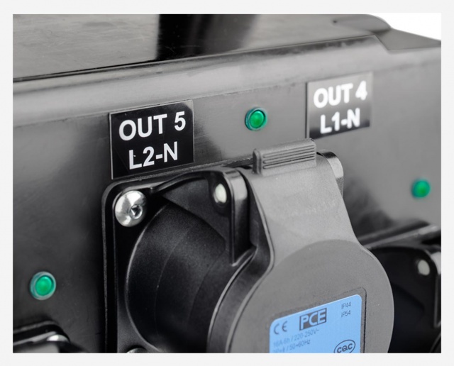 PowerBOX Rubber 63Amp 3pH+N+E 400V Turtle Series to 2 x 32A 3pH+N+E 400V Sockets with RCD + MCB's