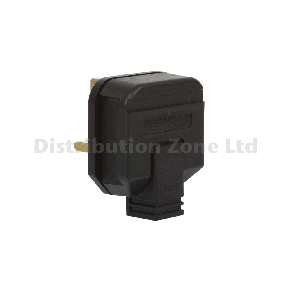 Masterplug Permaplug Black Heavy Duty 13Amp Rewireable Plug HDPT13B-01