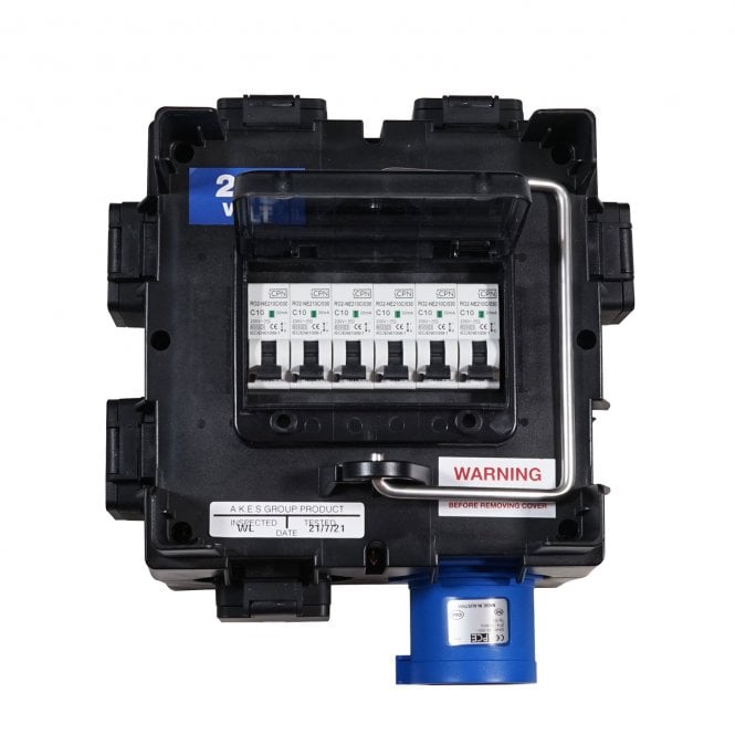 PCE IMST Distro Box 32A 1pH+N+E 230V to 4 x 13Amp UK 230V 1pH+N+E IP44 4 x 10A RCBO Type A