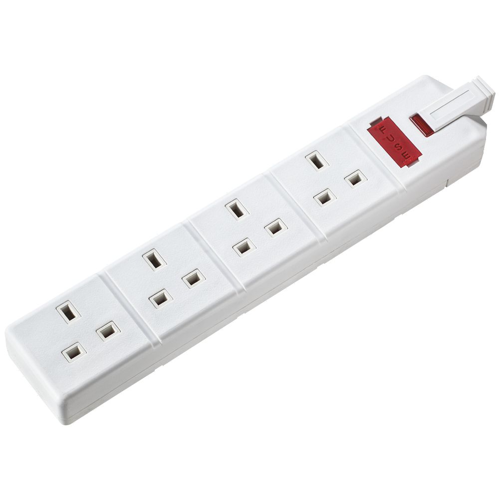 Masterplug Permaplug White Heavy Duty 4 Gang 13Amp Rewireable Trailing Socket
