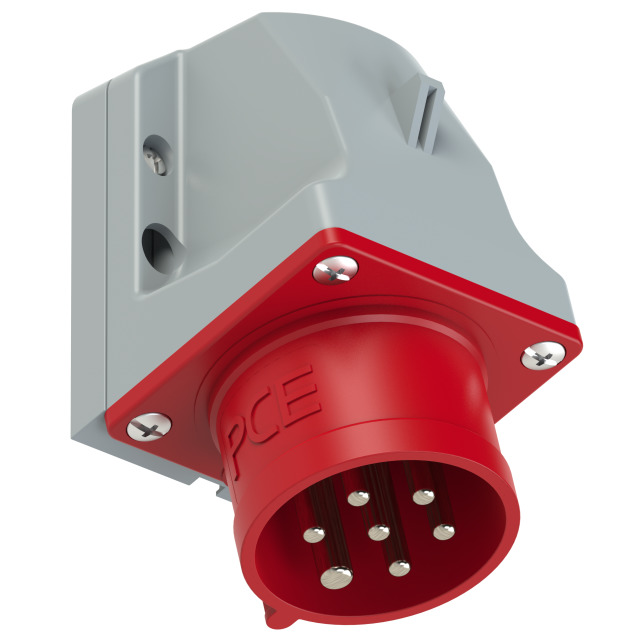 PCE Wall Mount Plug 32Amp 7 Pin 6P+E 400V IP44/54 527-6v