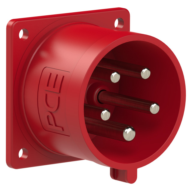 PCE Phase Inverter Flanged Plug Straight 32A 3P+N+E 400V IP44 8625-6