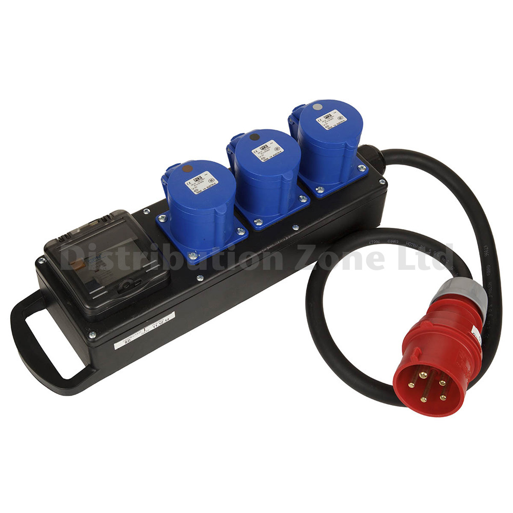 PowerBOX Rubber 32A 3pH+N+E 400V Brick PCE Midnight Series 3 x 32A 1pH+N+E 230V Sockets IP44