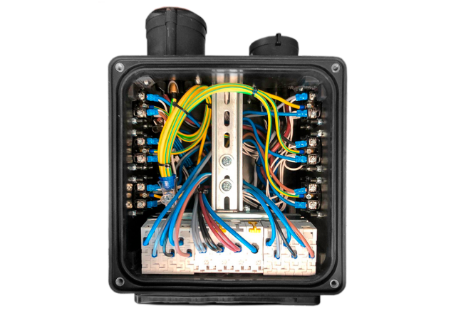 PowerBOX Rubber 32Amp 3pH+N+E 400V Turtle PCE Midnight Series to 3 x PCE 32A 1pH+N+E  3 x RCBO's