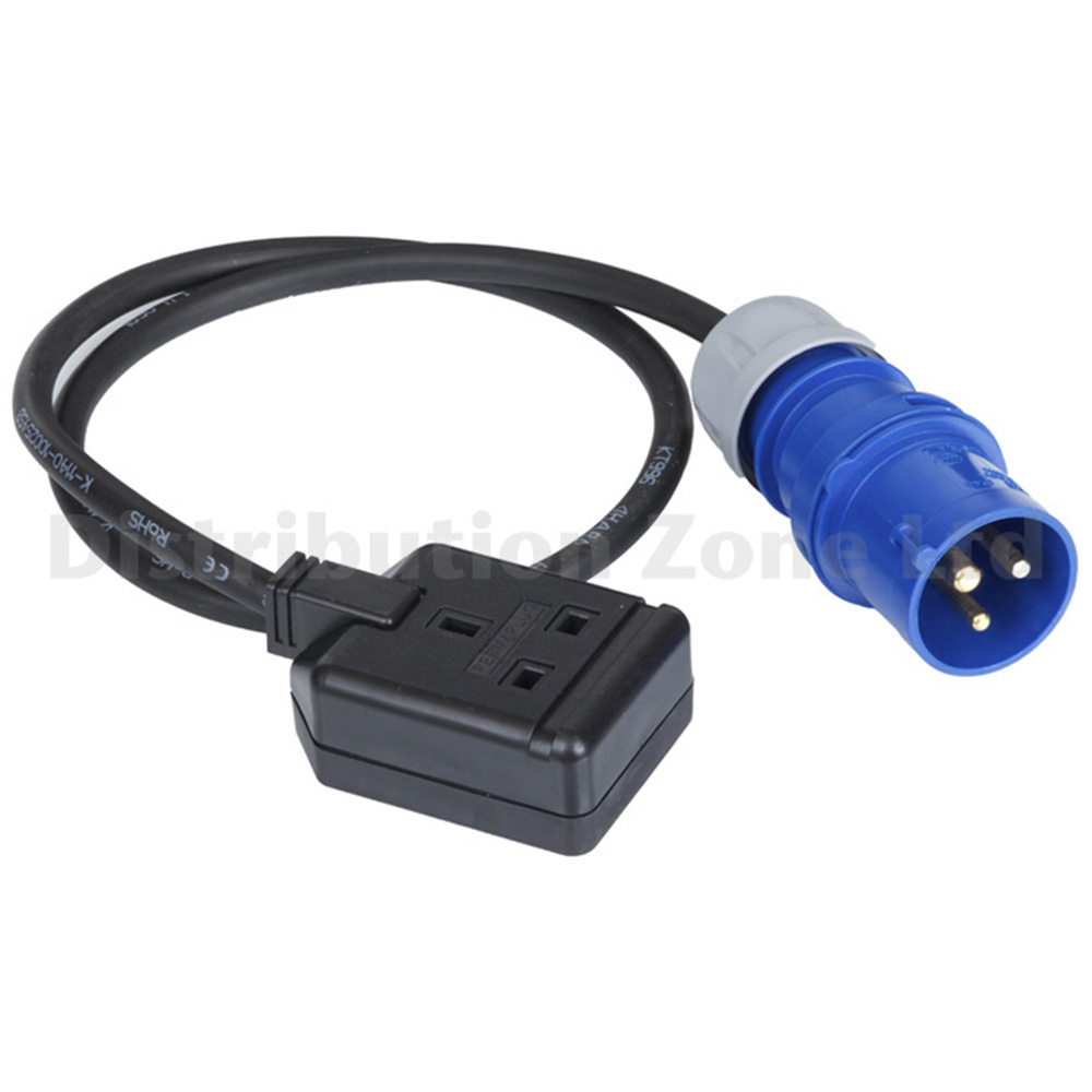 PCE 16A Plug 2P+E 230V IP44 1.5mm H07RN-F Masterplug Permaplug 13A 1 Gang Socket
