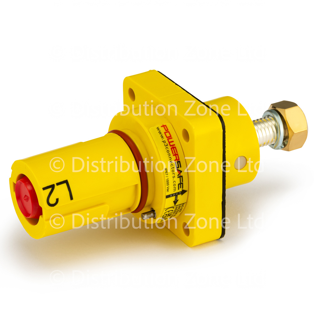 Powersafe Powerlock 800Amp Panel Mount Drain Connector Yellow L2 T8 Old UK