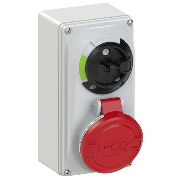 PCE Switched Interlocked Socket Compact Series 16A 3P+N+E 400V IP44  6115-6