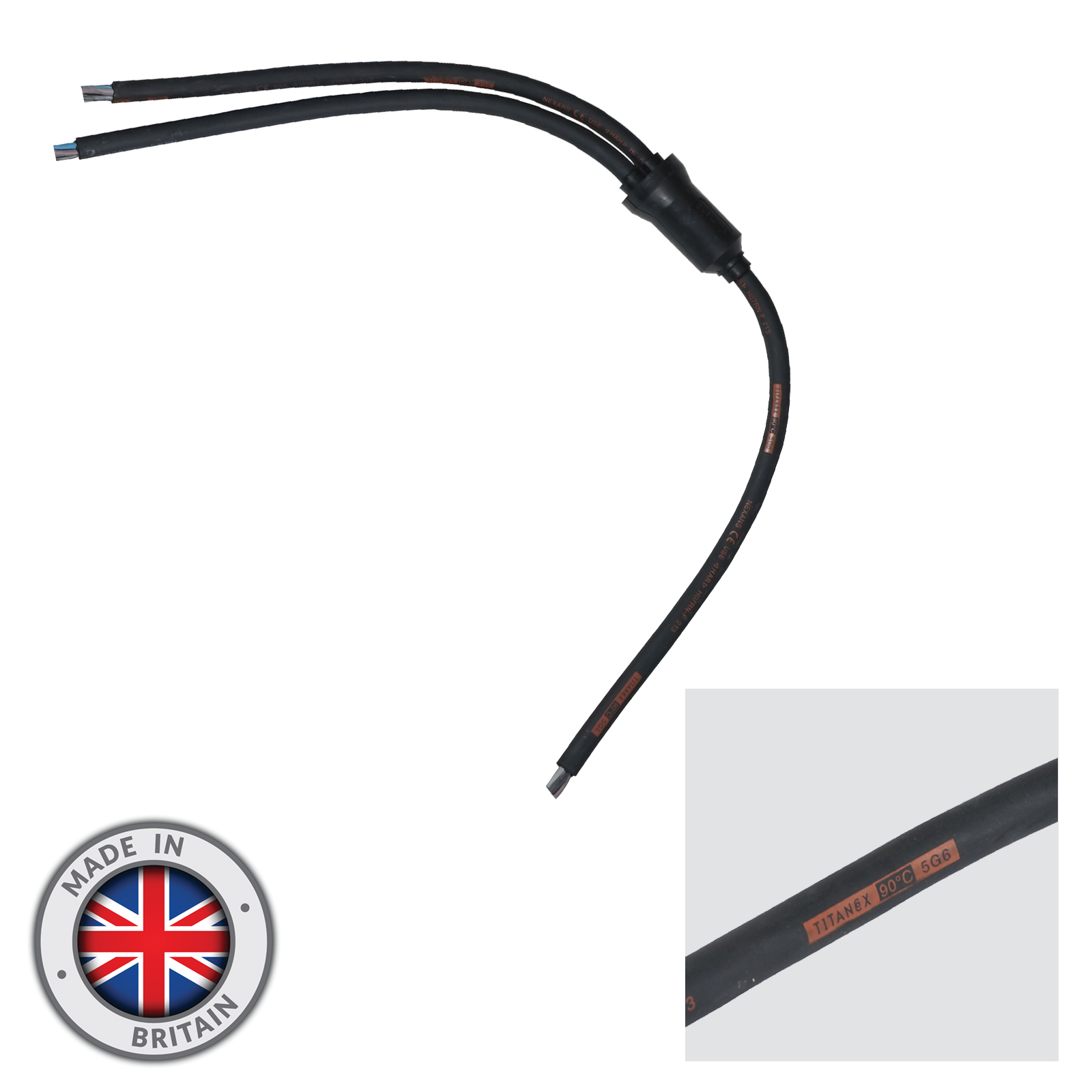 Y-Splitter (2 Way) 16Amp HO7RN-F Rubber  5Core 2.5mm² Rubber Cable Bare Ends 415V