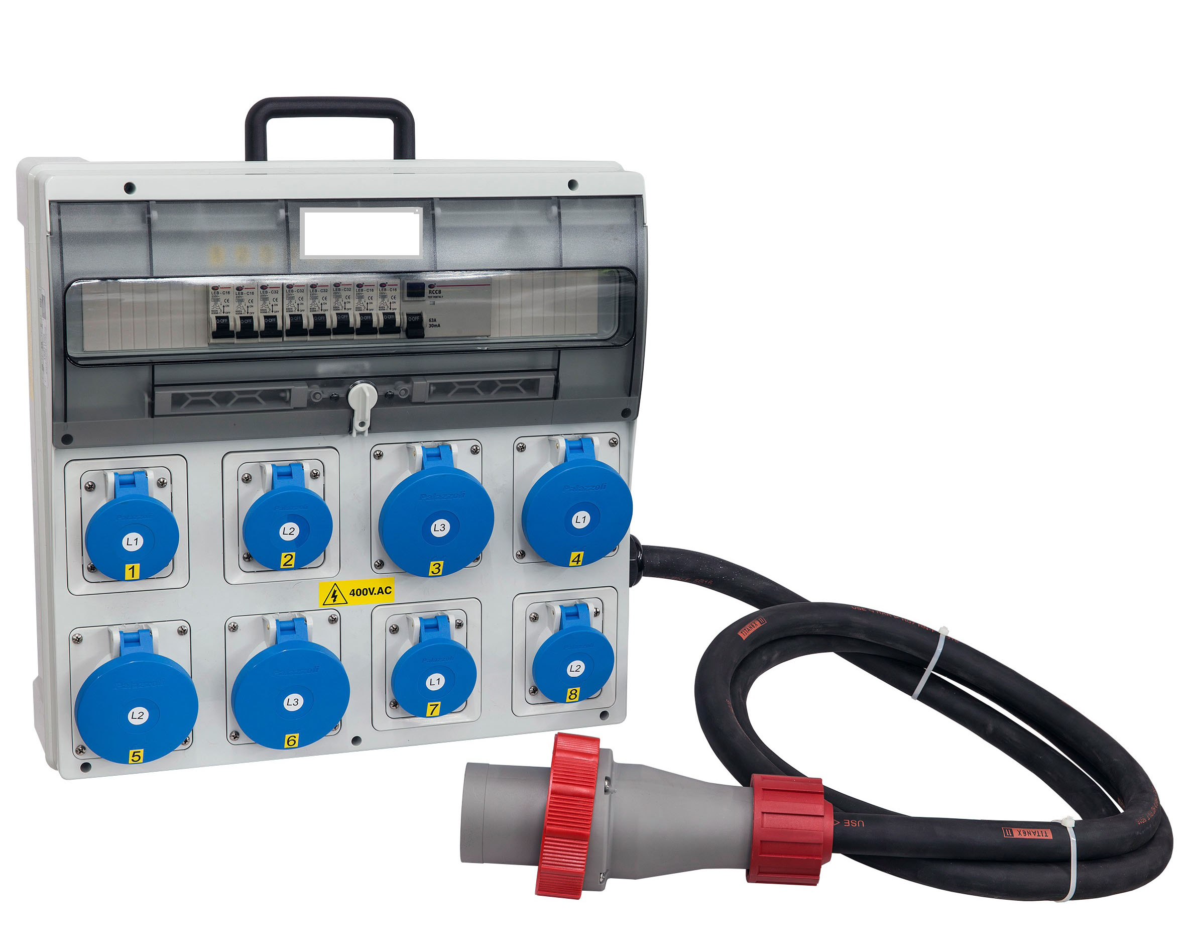 Palazzoli topTER Wall or Portable Mount Distribution Box 63A 3P+N+E 400V Made to Order