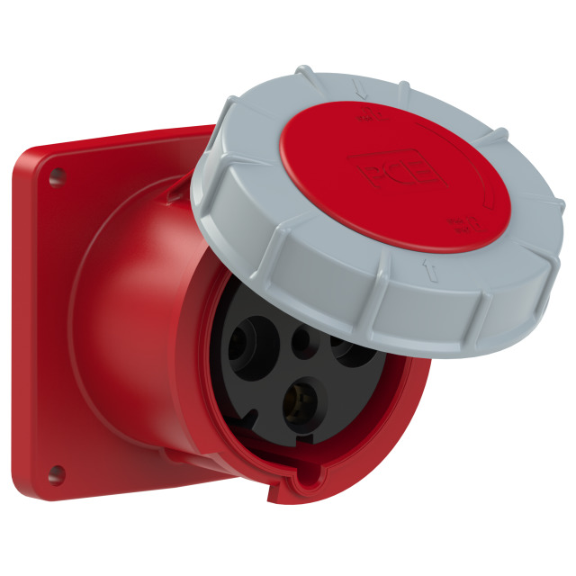 PCE Straight Flush Mount Panel Socket 125A 400V 3P+E IP67 3445-6