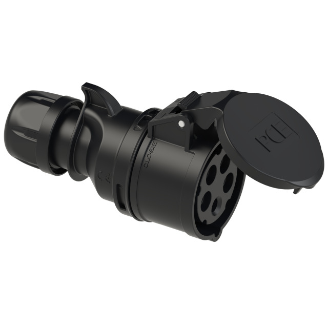 PCE Midnight Series Black Commando Socket 32A 3P+N+E 415V IP44 225-6x