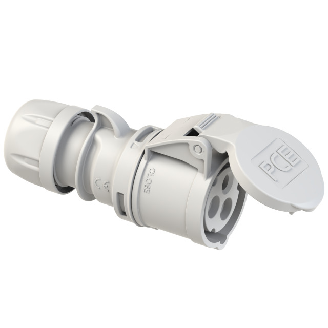 PCE Trailing Commando Socket 16A 2P+E IP44 New Shark Series 213-1 50V Grey